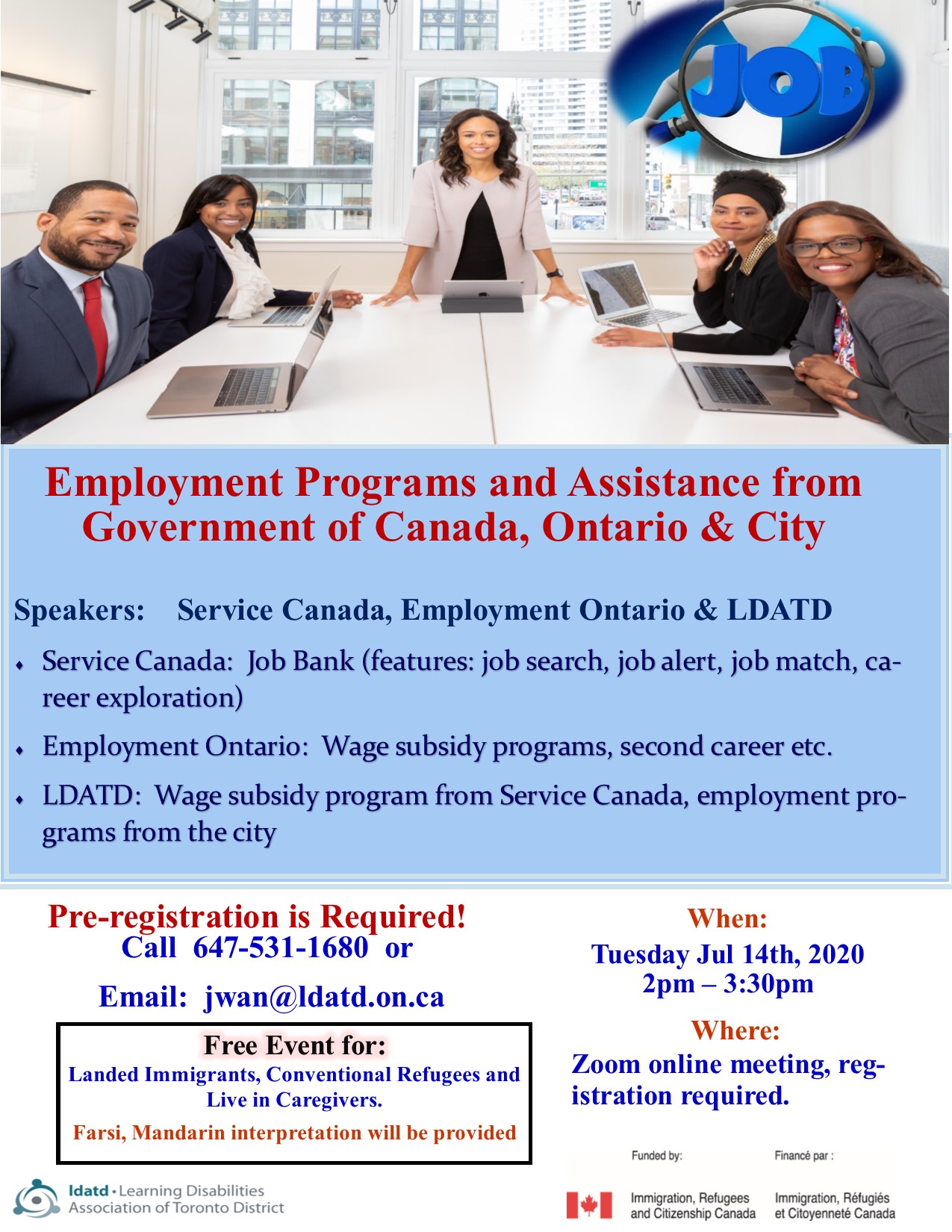 Employment Programs and Assistance from Government of Canada, Ontario